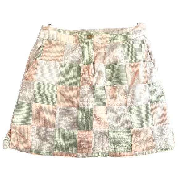 Izod Ladies Golf Patchwork Seersucker Skirt w/Shorts Multicolor Cotton Size 2 - Picture 1 of 6